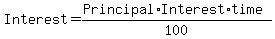 Interest = (Principal * Interest * time) /100