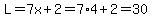 L=7x%2B2=7%2A4%2B2=30