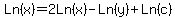 Ln%28x%29=2Ln%28x%29-Ln%28y%29%2BLn%28c%29