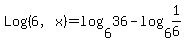 Log%286%2Cx%29+=+log%286%2C36%29+-+log%286%2C1%2F6%29