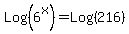 Log%286%5Ex%29+=+Log%28216%29