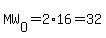 MW[O]=2*16=32