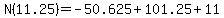 N%2811.25%29+=+-50.625+%2B+101.25+%2B+11
