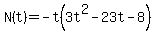 N%28t%29=-t%283t%5E2-23t-8%29