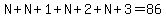 N%2BN%2B1%2BN%2B2%2BN%2B3=86