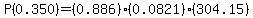 P(0.350)=(0.886)(0.0821)(304.15)