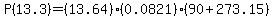 P(13.3)=(13.64)(0.0821)(90+273.15)