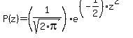 P%28z%29=%281%2Fsqrt%282%2Api%29%29e%5E%28%28-1%2F2%29%2Az%5E2%29%29