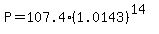 P=107.4%281.0143%29%5E%2814%29