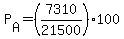 P[A]=(7310/21500)*100