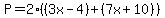 P+=+2%28%283x-4%29%2B+%287x+%2B+10%29%29
