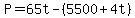 P+=+65t+-+%285500+%2B+4t%29