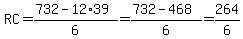 RC=%28732-12%2A39%29%2F6=%28732-468%29%2F6=264%2F6
