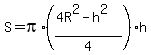 S=pi%2A%28%284R%5E2-h%5E2%29%2F4%29%2Ah