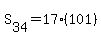 S%5B34%5D+=+17%28101%29