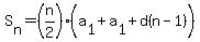S%5Bn%5D+=+%28n%2F2%29%28a%5B1%5D+%2B+a%5B1%5D+%2B+d%28n-1%29%29