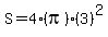 S+=+4%28pi%29%283%29%5E2