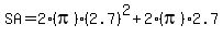 SA=2%28pi%29%282.7%29%5E2%2B2%28pi%292.7