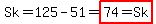 Sk=125.00-51.00=highlight%2874.00=Sk%29