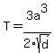 T+=+3a%5E3%2F2sqrt%28d%29