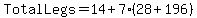 TotalLegs+=+14+%2B+7%2A%2828+%2B+196%29