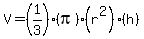 V=%281%2F3%29%28pi%29%28r%5E2%29%28h%29