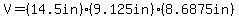 V=(14.5in)(9.125in)(8.6875in)