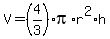 V=%284%2F3%29%2Api%2Ar%5E2%2Ah
