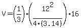 V+=+%281%2F3%29%2812%5E2%2F4%283.14%29%2916