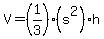 V+=+%281%2F3%29%28s%5E2%29h