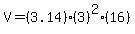 V+=+%283.14%29%283%29%5E2%2816%29