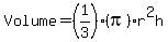 Volume+=+%281%2F3%29%28pi%29r%5E2h