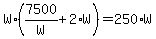 W%2A%287500%2FW+%2B+2%2AW%29+=+250%2AW