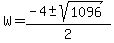 W+=+%28-4%2B-sqrt%281096%29%29%2F2