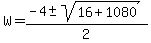 W+=+%28-4%2B-sqrt%2816%2B1080%29%29%2F2