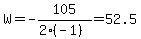 W+=+-105%2F%282%28-1%29%29+=+52.5