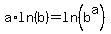 a%2Aln%28b%29+=+ln%28b%5Ea%29