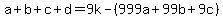 a%2Bb%2Bc%2Bd+=+9k-%28999a%2B99b%2B9c%29