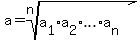 a+=+root%28n%2Ca%5B1%5D%2Aa%5B2%5D%2A+ellipsis+%2Aa%5Bn%5D%29