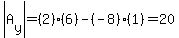 abs%28A%5By%5D%29=%282%29%286%29-%28-8%29%281%29=20