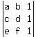 abs%28matrix%283%2C3%2Ca%2Cb%2C1%2Cc%2Cd%2C1%2Ce%2Cf%2C1%29%29
