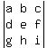 abs%28matrix%283%2C3%2Ca%2Cb%2Cc%2Cd%2Ce%2Cf%2Cg%2Ch%2Ci%29%29