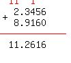 addition        ( 2.3456, 8.916 )