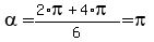 alpha=%282%2Api%2B4%2Api%29%2F6=pi