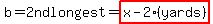 b=2ndlongest=highlight(x-2(yards))