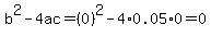 b%5E2-4ac=%280%29%5E2-4%2A0.05%2A0=0