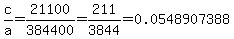 c/a = 21100/384400 = 211/3844=0.0548907388