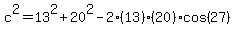 c%5E2=13%5E2%2B20%5E2-2%2813%29%2820%29cos%2827%29