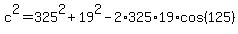 c%5E2+=+325%5E2%2B19%5E2-2%2A325%2A19%2Acos%28125%29
