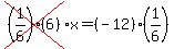 cross((1/6)(6))*x=(-12)(1/6)